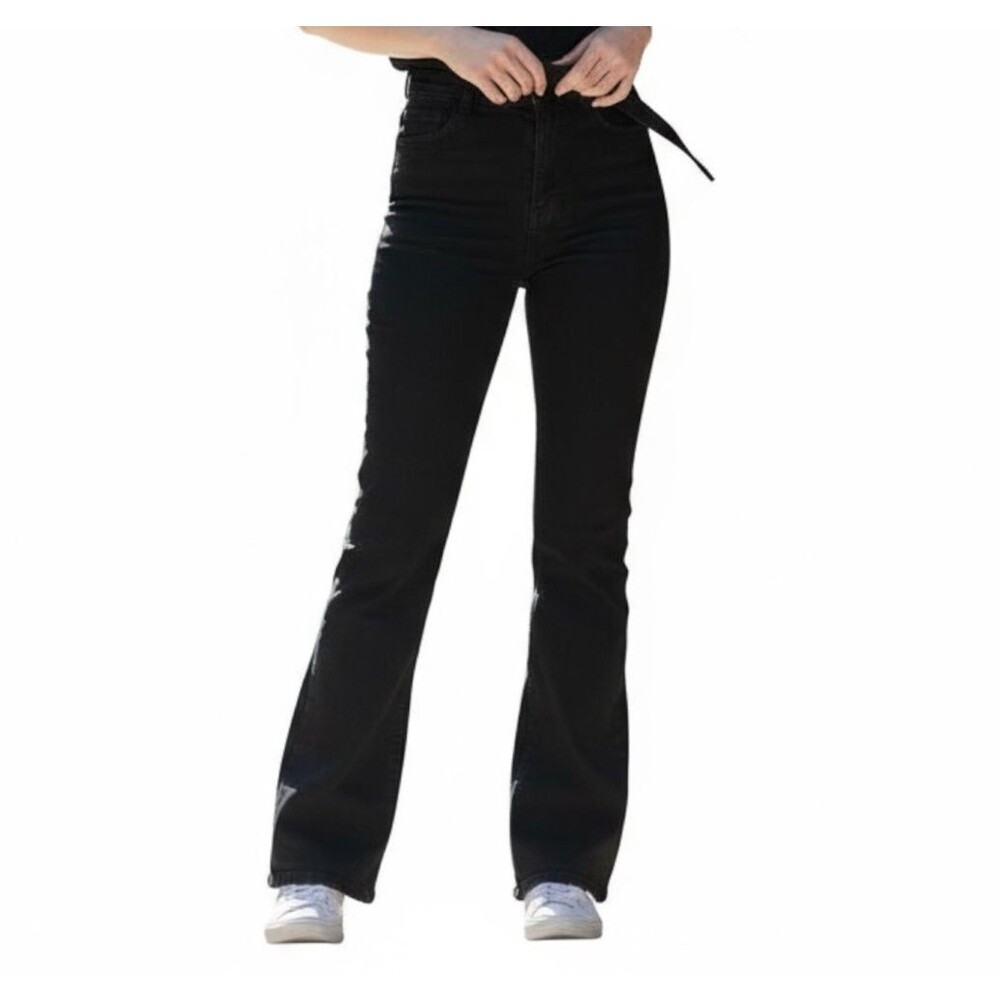 Veronica Beard Giselle Skinny Flare High Rise Belted Jeans Women 28 Onyx Black